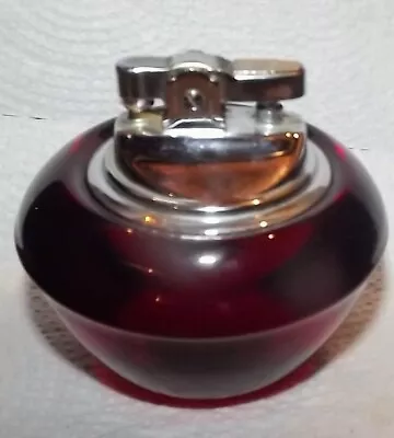 Vintage Viking Glass Ruby Red Glass Orb Table Lighter Mid Century • $51.99