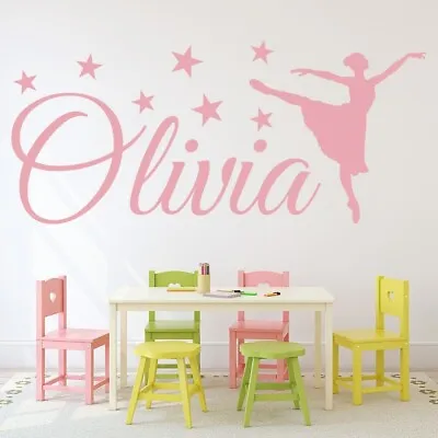 Personalised Name Ballet Dancer & Stars Wall Sticker WS-70475 • £9.98