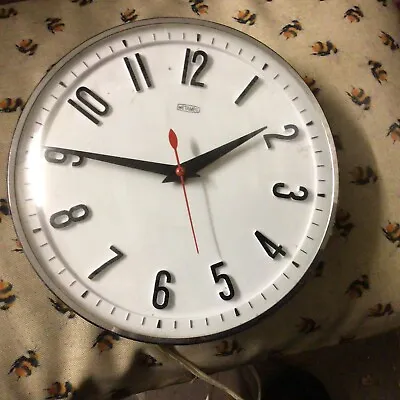 Vintage Mid Century 50s 60s Metamec Wall Clock Electric Chrome White • £44.98