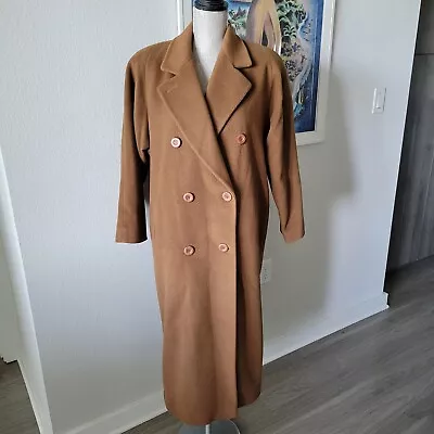 VTG Bloomingdales Collection Only Double Breasted 100% Cashmere Coat Camel Sz L • $65