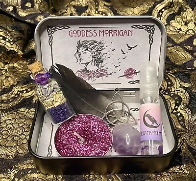 Morrigan Shrine Altar Tin Offering Box Witchcraft Box Goddess Decor  Pagan • £16.99