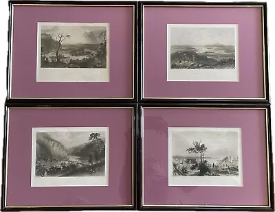 LOT (4) Antique Framed Colored Engraving 1800's W H BARTLETT  14-1/2”x11-1/2” • $80