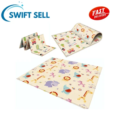 2Side Baby Play Mat Crawling Soft Blanket Folding Cartoon Waterproof Picnic Carp • £12.99