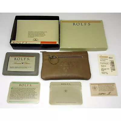 Vintage Rolfs Leather Change Purse Key Ring Card Holders Tan USA New Old Stock • $28