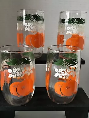 Anchor Hocking Vintage Oranges & Leaves Juice Glasses Set Of 4 • $29.95