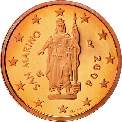 [#416544] San Marino 2 Euro Cent 2008 MS Copper Plated Steel KM:441 • $14.07