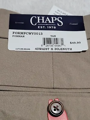 Chaps  Mens Dress Pants 40W X 30L Tan • $27.99