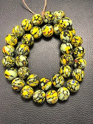 Venetian Vintage Chevron African Inspired Glass Beads 19.2mm Strand • $52