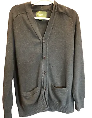 Eddie Bauer Cashmere Cotton Button Grey Cardigan Knit Sweater~Pockets~Sz Large • $29.85