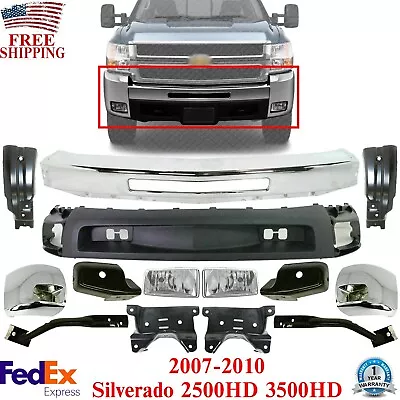 Front Bumper Chrome Kit With Brackets For 2007-2010 Chevy Silverado 2500HD 3500 • $816.72