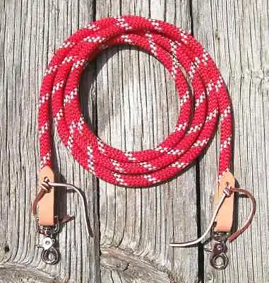 8'-9' Reins Loop Yacht Rope Roping Pony Rein Barrel Race Contest Db Red W/ White • $28.99