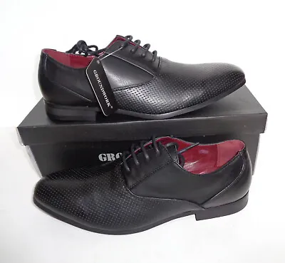 New Mens Black Shoes Casual Lace Up Office Formal Wedding School Dress Size 6-11 • £15.48