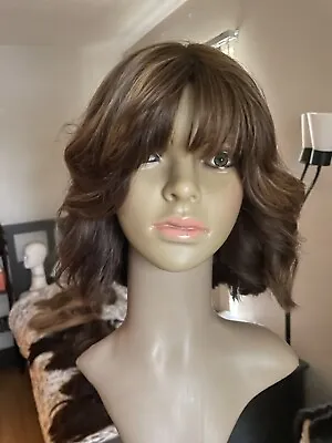 $550 • Buy Shevy Medium Brown With Highlights Russian Human Hair Sheitel/Wig