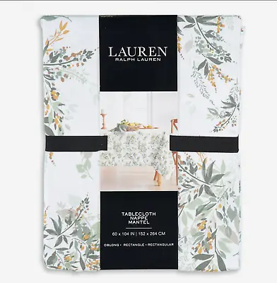 LAUREN RALPH LAUREN White & Green Veil Sage Patterned Tablecloth 152x264cm • £34.99