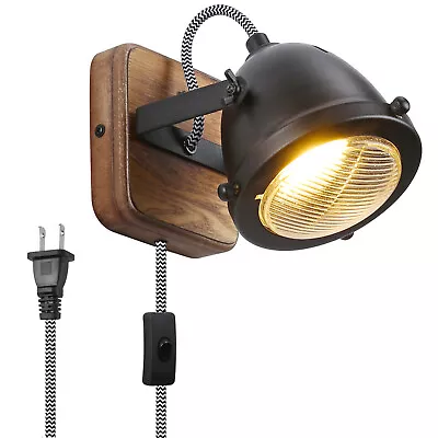 Rustic Farmhouse Wall Lamp  Adjustable Angle Spotlight Wall Sconce Plug In Cord • $24.90