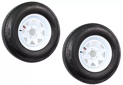 2-Pack Radial Trailer Tire On Rim ST205/75R14 LRD 14  5 Lug Spoke Wheel White • $229.97