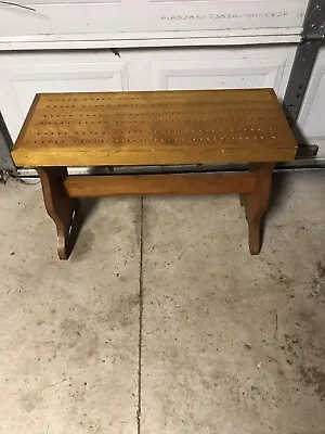 Vintage Cribbage Board Table Bench Peg Game Missing Drawer Handmade • $59.99