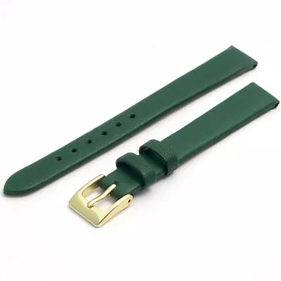 £9.99 • Buy Smooth Calf Leather Replacement Watch Strap - Dark Green - 12mm 14mm - W106