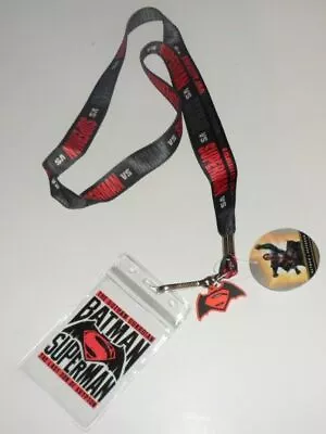 $6.55 • Buy DC COMICS BATMAN Vs SUPERMAN LANYARD & ID Badge Tag Key Card Holder + RUBBER TAG