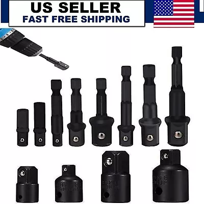 12Pcs Socket Adapter Drill Bits Set Hex Impact Driver Tools 1/4  3/8  1/2  Shank • $10.99