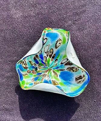 Multi Color Murano Art Glass 3 Sided Candy / Fruit/ Trinket Bowl  • $40