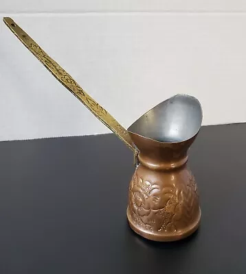Vintage Decor MCM Copper & Brass Turkish Coffee Pot Side Pourer With Long Handle • $16.87