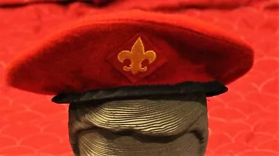Vtg Official Headgear Boy Scouts Of America Red Wool Beret Hat/Cap Size Medium • $20