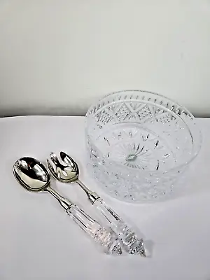 $24 • Buy Dublin Shannon By Godinger 3 Piece Crystal Salad Set With Serving Spoon And Fork