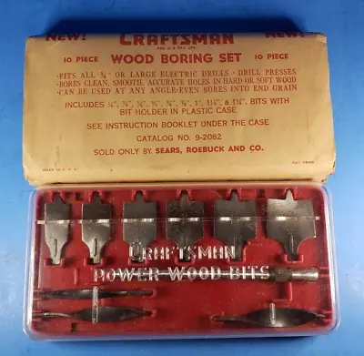 Craftsman Wood Boring Set No 9-2082 10 Piece 1/4  & Larger Power Drill Vintage • $28.90