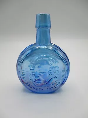 Wheaton Mini Presidential Bottle Blue Carnival Glass Zachary Tylor 1971 • $5