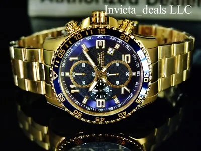 NEW Invicta Men's 45mm PILOT Specialty Chronograph BLUE DIAL 18K Gold SS Watch • $89.99