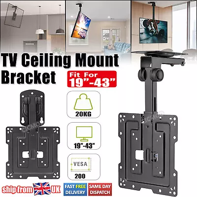 Flip Down TV Bracket Wall Ceiling Mount Tilt Swivel Caravan 19-43 Inch Monitor • £21.99