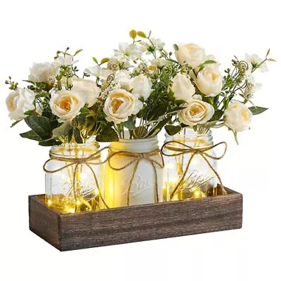 3 Pcs Mason Jar Centerpiece Table Decorations For Dining Table Decor Farmhous... • $31.99