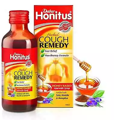 Dabur Honitus Herbal Syrup Honey Based Ayurvedic Syrup For Cough Remedy 100ml • $10.19