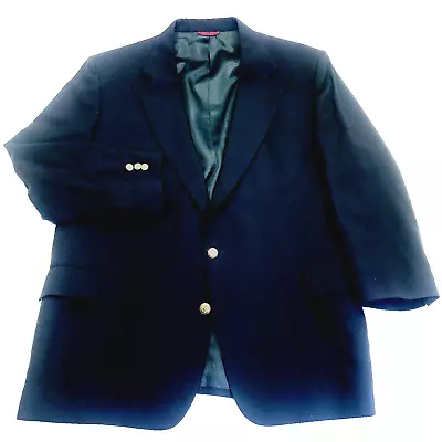 Jos A Bank Wool Blazer 48 Blue Gold 2 Button Sport Coat Mens  --Rare Vintage USA • $98.39