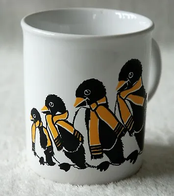 £8 • Buy Vintage TAMS Stoneware Coffee Mug Penguin Family In Yellow Scarves