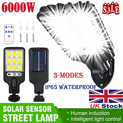 Solar Security Light PIR Motion Sensor Wall 6000W LED Outdoor Garden Street Lamp • £95.99