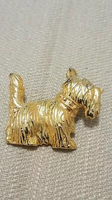 Gold-tone Scottish Terrier Scottie Dog Pin Brooch Signed Mi • $11