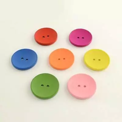 Large Mixed Color Wooden Buttons - 25mm (1 Inch) -  Multi Colored Mixed Buttons  • $3.79