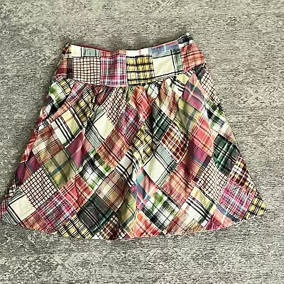 CAbi  Madras Plaid Skirt Pink Cotton A Line Preppy Pockets Spring Size 0 • $19.99