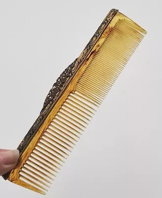 Vtg Antique Hair Comb With Ornate Metal Filigree Made In England Rare Find • $75