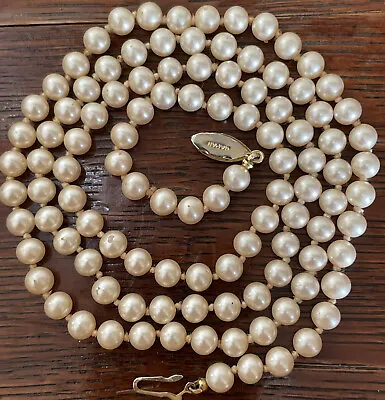 Vintage Japan Ivory Color Glass Faux Pearl Single Strand Choker Necklace 30 In • $10.01