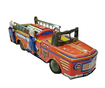 Marusan F.D. Fire Engine Ladder Firetruck #7 Tin Friction Toy LITHO Truck Japan  • $48.89
