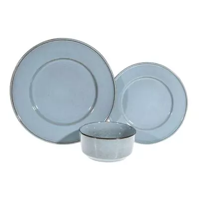 Jamie Oliver - Rustic Reactive Glaze 12 Piece Flat Rim Dinner Set Blue • $49