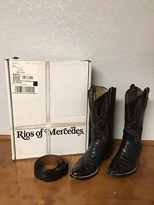 Rios Of Mercedes Black Cowboy Boots With Matching Belt • $149.99