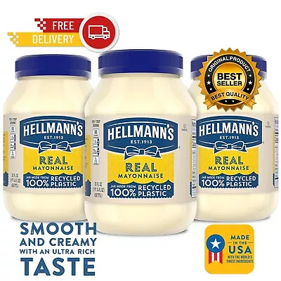 Pack Of 3 30oz  Hellman's Real Mayonnaise Made With Cage Free Eggs • $28.99