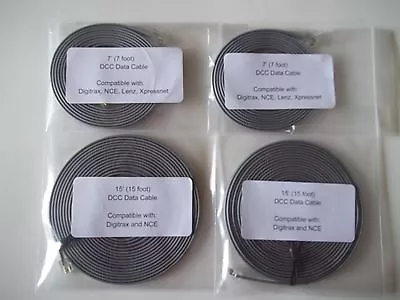 4 Pack (2 7' & 2 15') Model Railroading DCC Data Cables Digitrax LocoNet NCE • $24