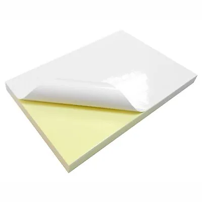 A4 Glossy White Blank Label Sticker Sheet Self Adhesive Paper Laser Print Crafts • $18.95