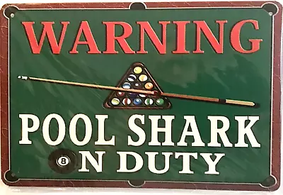 New 8x12 Tin Sign Pool Table Shark Billiards Eight Ball Cue Man Cave Bar Br12c • $12.99