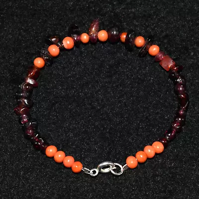 Ancient Roman Garnet Bead Bracelet With Natural Coral Beads C. 2nd - 3rd Century • $250